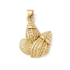 Shell Shape Латунные подвески, реальный 18 k позолоченный, формы раковины, 23x18x4.6 мм, отверстие : 3.5x4.4 мм