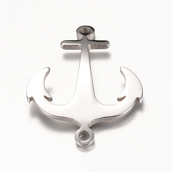 Нержавеющая Сталь Цвет Устойчивы к потускнению 201 соединители из нержавеющей стали, якорь, цвет нержавеющей стали, 21x16x1 мм, отверстие : 1 мм