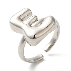 Letter E Латунное открытое кольцо-манжета для женщин с инициалами, без кадмия, без никеля и без свинца, Письмо E, 16.5x14.5 мм, регулируемый