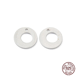 Silver 925 Sterling Silver Charms, Donut, Silver, 8x0.6mm, Hole: 0.9mm