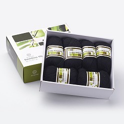 Черный Мягкие детские нити, с бамбукового волокна и шелка, чёрные, 1 мм, о 50 г / рулон, 6 рулонов / коробке