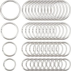 Platinum 80Pcs 4 Style Iron Split Key Rings, Platinum, 15~30x2~3mm, Inner Diameter: 12~26mm, 20pcs/style
