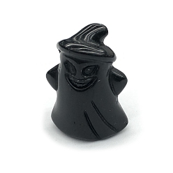 Обсидиан Хэллоуин натуральный обсидиан резные фигурки статуэтки для домашнего офиса украшение рабочего стола, призрак, 66 мм