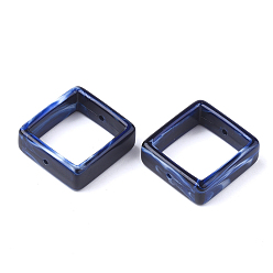 Midnight Blue Acrylic Bead Frame, Imitation Gemstone Style, Rectangle, Midnight Blue, 28x27x9.5mm, Hole: 1.5mm, about 160pcs/500g