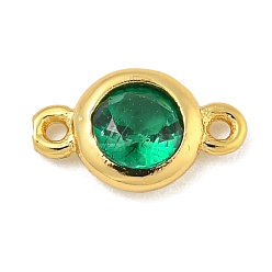 Зеленый Покрытие стойки латунь паве кубический цирконий плоские круглые звенья соединительные подвески, долговечный, без свинца и без кадмия, реальный 18 k позолоченный, зелёные, 10x6x2.5 мм, отверстие : 0.7 мм