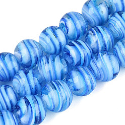 Васильковый Бусы лэмпворк ручной работы, круглые, два тона, васильковый, 11~12.5 мм, отверстие : 1~1.5 мм, около 30 шт / нитка, 13.19~13.58'' (33.5~34.5 см)