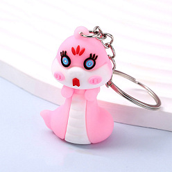 Pink Брелок из ПВХ-сумки в виде змеи, Мультяшное подвесное украшение для рюкзака, розовые, 50x31 мм