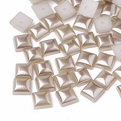 Tan ABS Plastic Imitation Pearl Cabochons, Square, Tan, 6x6x3.5mm, about 5000pcs/bag