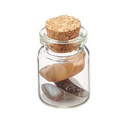 Серый агат Украшение бутылки желаний прозрачное стекло, бутылочки для исцеления чакры, балансировка драгоценных камней викка, с бусинами из натуральной крошки серого агата, 22x34 мм, чип бусины: 6~11x10~20x5~10мм