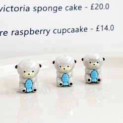 Белый Дым Непрозрачные акриловые бусины, медведь, серый, 25.9x20.7x24.2 мм, отверстие : 3.5 мм