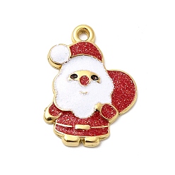 Santa Claus 304 нержавеющей стальной эмали подвески, ионное покрытие (ip), реальный 18 k позолоченный, Дед Мороз, 23x17.5x2 мм, отверстие : 1.4 мм