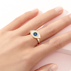 Eye Эмалированные поворотные манжеты с открытыми кольцами, Кольцо-спиннер для успокоения беспокойства, медитации, золотые, глаз, размер США 4 1/4 (15 мм)