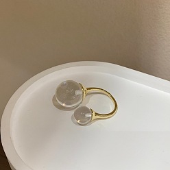 Champagne Gold Открытые кольца манжеты из латуни и смолы, круглые, прозрачные, шампанское золото, 15~20 мм