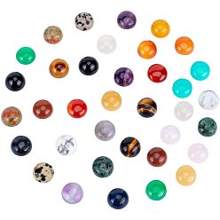Mixed Stone Natural & Synthetic Mixed Stone Cabochons, Half Round/Dome, 12x5mm, 34pcs/box