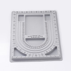 Gray Plastic Bead Design Boards for Necklace Design, Flocking, Rectangle, 9.45x12.99x0.39 inch, Gray

