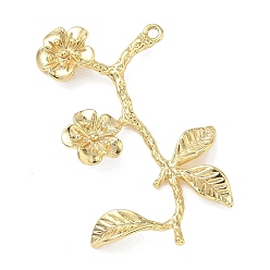 Цветок Латунные большие кулоны, реальный 18 k позолоченный, цветок, 51x27.5x4.5 мм, отверстие : 1.8 мм