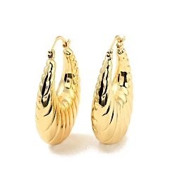 Настоящее золото 18K Ювелирные изделия обруча круассана латуни покрытия стойки для женщин, без кадмия и без свинца, реальный 18 k позолоченный, 41.5x30x10 мм, штифты : 0.8 мм