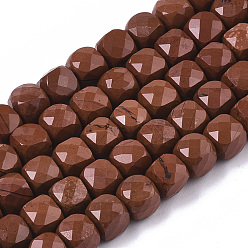 Красный Камень Натуральные красные яшмы бусы пряди, граненые, кубические, 5~5.5x5~5.5x5~5.5 мм, отверстие : 1.2 мм, около 70 шт / нитка, 14.96 дюйм (38 см)