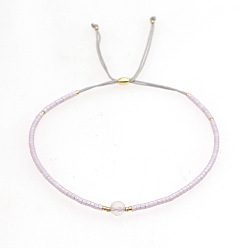 Лиловый Регулируемые браслеты из стеклянного бисера с застежкой-слайдером для женщин, сирень, 11.02 дюйм (28 см)