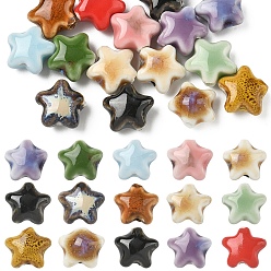 (52) Непрозрачная лаванда 15шт. фарфоровые бусины ручной работы, звезда, разноцветные, 13.5x15x7.5 мм, отверстие : 2 мм