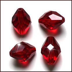 Темно-Красный Имитация Австрийские кристаллические шарики, класс AAA, к 9 стекло, граненые, двухконусные, темно-красный, 8x11 мм, отверстие : 0.9~1 мм