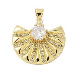 Настоящее золото 18K Латунные микро проложить кубического циркония подвески, фанатские прелести, стойки покрытие, без кадмия и без свинца, долговечный, реальный 18 k позолоченный, 23x25x6.5 мм, отверстие : 4x3.5 мм