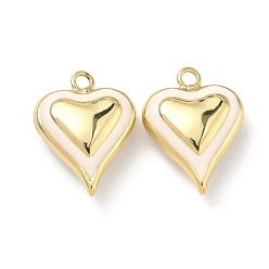 Желтая Старая Ткань  Латунь эмаль подвески, сердце прелести, без кадмия и без свинца, долговечный, стойки покрытие, реальный 18 k позолоченный, старое кружево, 26.5x20.5x9 мм, отверстие : 2.5 мм