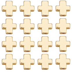 Матовый Золотой Цвет 50 бусины из сплава шт., крестик, без свинца, без никеля и без кадмия, матовый золотой цвет, 8.5x8x3.5 мм, отверстие : 1.5 мм