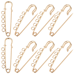 Light Gold 30шт железная брошь выводы, 5- булавки для килта с отверстиями для изготовления значков на лацкан, золотой свет, 49x16.5x4.5 мм, отверстие : 3.5 мм