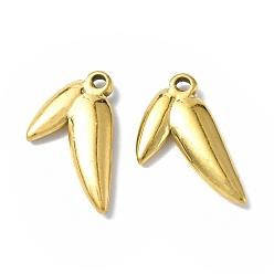 Golden Ion Plating(IP) 304 Stainless Steel Pendants, Leaf Charm, Golden, 18.5x10.5x2.8mm, Hole: 1.2mm