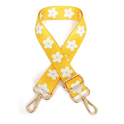 Jaune Sangles de sac à fleurs en jacquard de polyester, avec fermoirs pivotants en alliage plaqué or, jaune, 80~130x3.8 cm