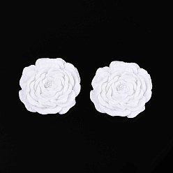 Белый Кабошоны из непрозрачной смолы в виде цветка, белые, 35~36x36~37x10.5~11 мм