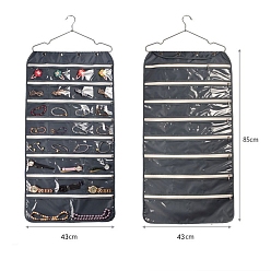 Серый Нетканые ткани ювелирные подвесные витринные сумки, настенные полки шкафы для хранения вещей, с вращающимся крючком и прозрачными решетками из ПВХ., серые, 85x43 см