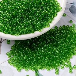 (RR144) Transparent Lime Миюки круглые бусины рокайль, японский бисер, 8/0, (р-р 144) прозрачный лайм, 3 мм, отверстие : 1 мм, Около 422~455 шт / 10 г