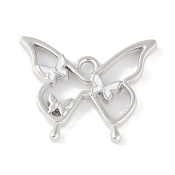 Платина Стойки обшивки сплава эмали подвески, без кадмия, без никеля и без свинца, очарование бабочки, платина, 17x21x3 мм, отверстие : 1.8 мм