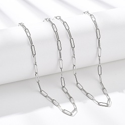 Нержавеющая Сталь Цвет 3.5мм 304 ожерелья из нержавеющей стали со скрепками, не тускнеет, цвет нержавеющей стали, 20.55 дюйм (52.2 см)