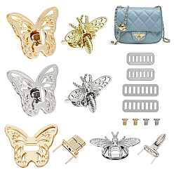 (52) Непрозрачная лаванда 4шт. 4 стилей аксессуаров для сумок-бабочек из цинкового сплава с поворотным замком, с железом найти, сумочки, разноцветные, 33.5~40x48~49x6 мм, 1 шт / стиль