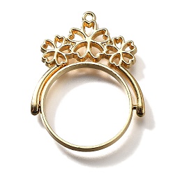 Light Gold Подвесные подвески из сплава, для diy уф смолы, эпоксидная смола, без кадмия, без никеля и без свинца, плоские круглые с цветком, золотой свет, 39x30x3.5 мм, отверстие : 1.6 мм