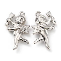 Platinum CCB Plastic Pendants, Angel Charm, Platinum, 37x26.5x6mm, Hole: 2mm