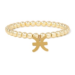 Рыбы Гематитовые синтетические немагнитные браслеты, браслеты с подвесками созвездия для мужчин и женщин, Рыбы, 7-1/2 дюйм (19 см)