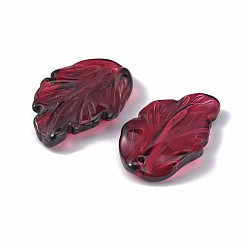 FireBrick Handmade Lampwork Pendants, Leaf, FireBrick, 27.5x17x3.5mm, Hole: 1.2mm