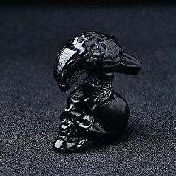 Обсидиан Натуральный обсидиановый орнамент, украшение для домашнего рабочего стола, ремесло, череп, 67 мм