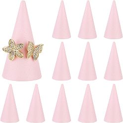 Pink Держатель конусного кольца из цельного дерева, для отображения кольца, розовые, 2.5x5 см, 12 шт / комплект