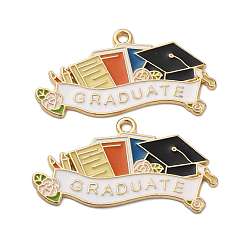 Hat Подвески из сплава с эмалью выпускного сезона, без кадмия, без никеля и без свинца, золотой свет, шляпа, 20x37x1.5 мм, отверстие : 1.8 мм