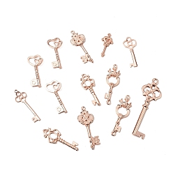 Розовое Золото Подвески из сплава , Брелоки для ключей, розовое золото , 32~70x13.5~31x2~4 мм, отверстие : 2.5~7.5 мм