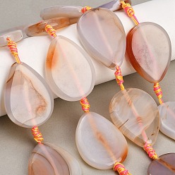 Light Grey Natural Banded Agate/Striped Agate Beads Strands, Dyed & Heated, Teardrop, Light Grey, 37.5~40.5x28~28.5x7.5~8mm, Hole: 2.5mm, about 8pcs/strand, 15.04~15.12''(38.2~38.4cm)