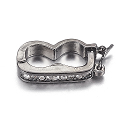 Черный Цвет Металла Латунные микро проложить кубического циркония Twister застежками, металлический черный , 15x8x3 мм