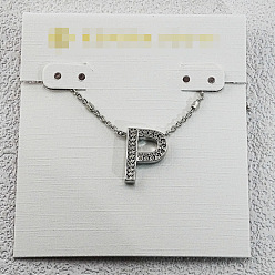 Letter P Латунные инициальные подвески-ожерелья для женщин, платина, Письмо P, 15.75 дюйм (40 см)