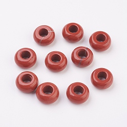 Red Jasper Natural Red Jasper European Beads, Large Hole Beads, Rondelle, 12x6mm, Hole: 5mm