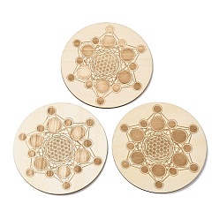 Звезда Сакральная геометрия деревянная сетка, Кристаллические решетки и подставки под алтарь с лазерной гравировкой, круглые, звезда, 100x2.5 мм